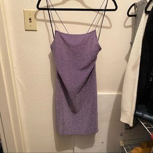 Purple glitter bodycon mini dress w/ cross straps